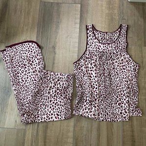 NWT Kate Spade | Pink & Purple Leopard Print, 2-Piece Pajama Set | XL